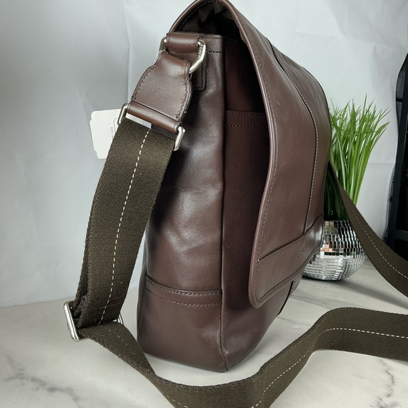 Coach Lexington Brown Mahogany Unisex Men Leather Map Messenger Bag Work NWT - Picture 3 of 14